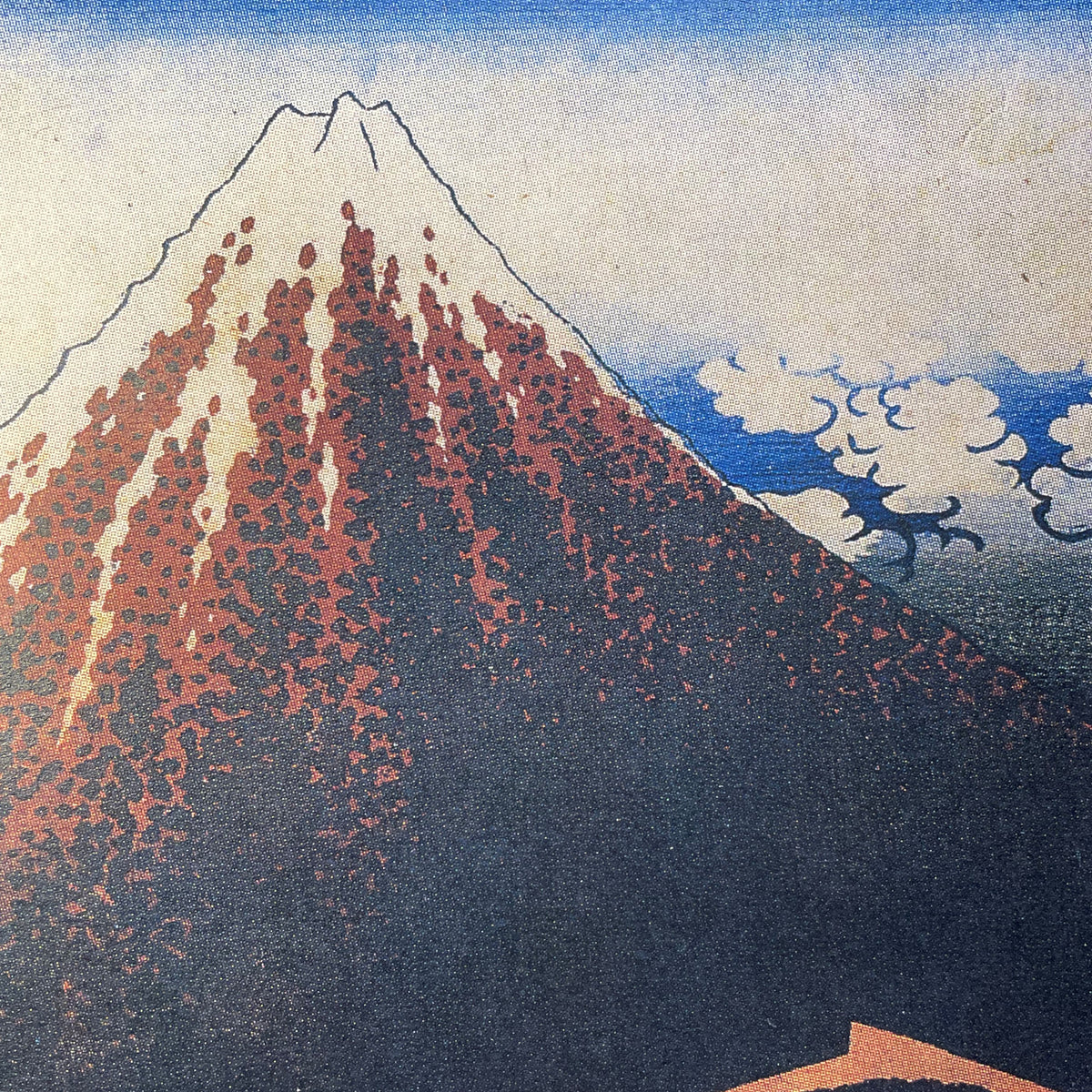 Shower Below The Summit, Black Mt. Fuji (Machine Print)