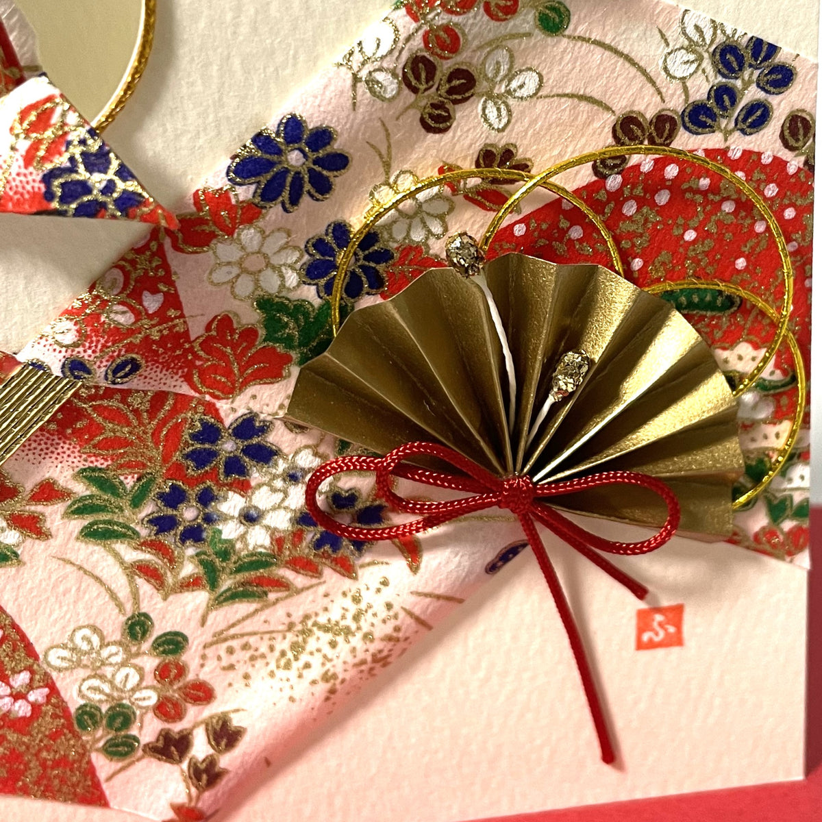 Handmade Greeting Card "Red Crane (Thank You)" Traditional Crafts Japan