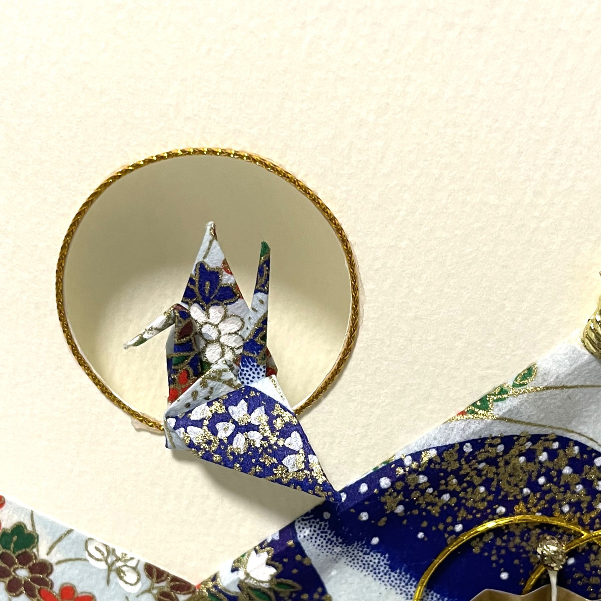 Handmade Greeting Card "Blue Crane" Traditional Crafts Japan