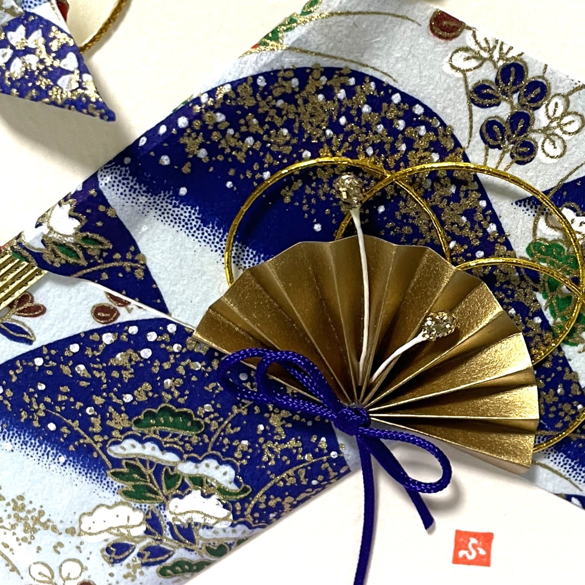 Handmade Greeting Card "Blue Crane" Traditional Crafts Japan