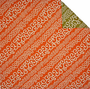 Stripe Karakusa 唐草 / Orange & Khaki (Cotton)