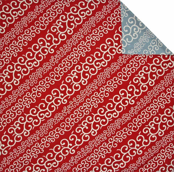 Stripe Karakusa 唐草 / Red & Gray (Cotton)