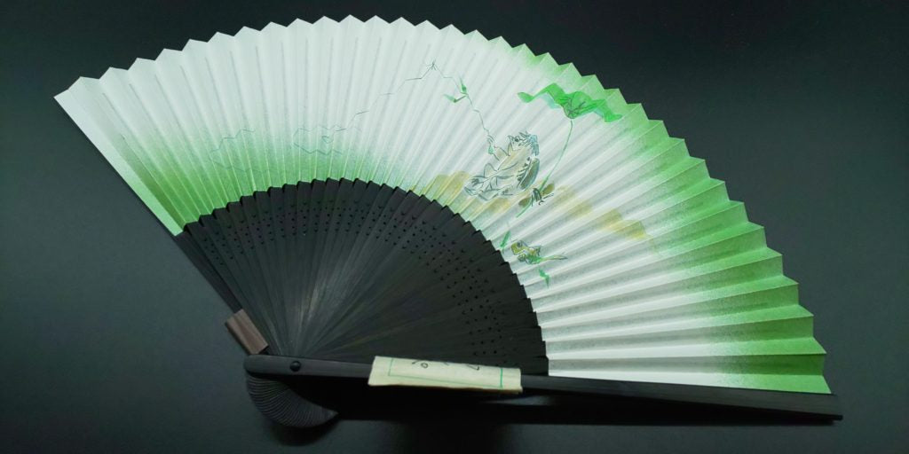 Folding Fan Handheld Sensu Uchiwa Japan Asia Green Compact