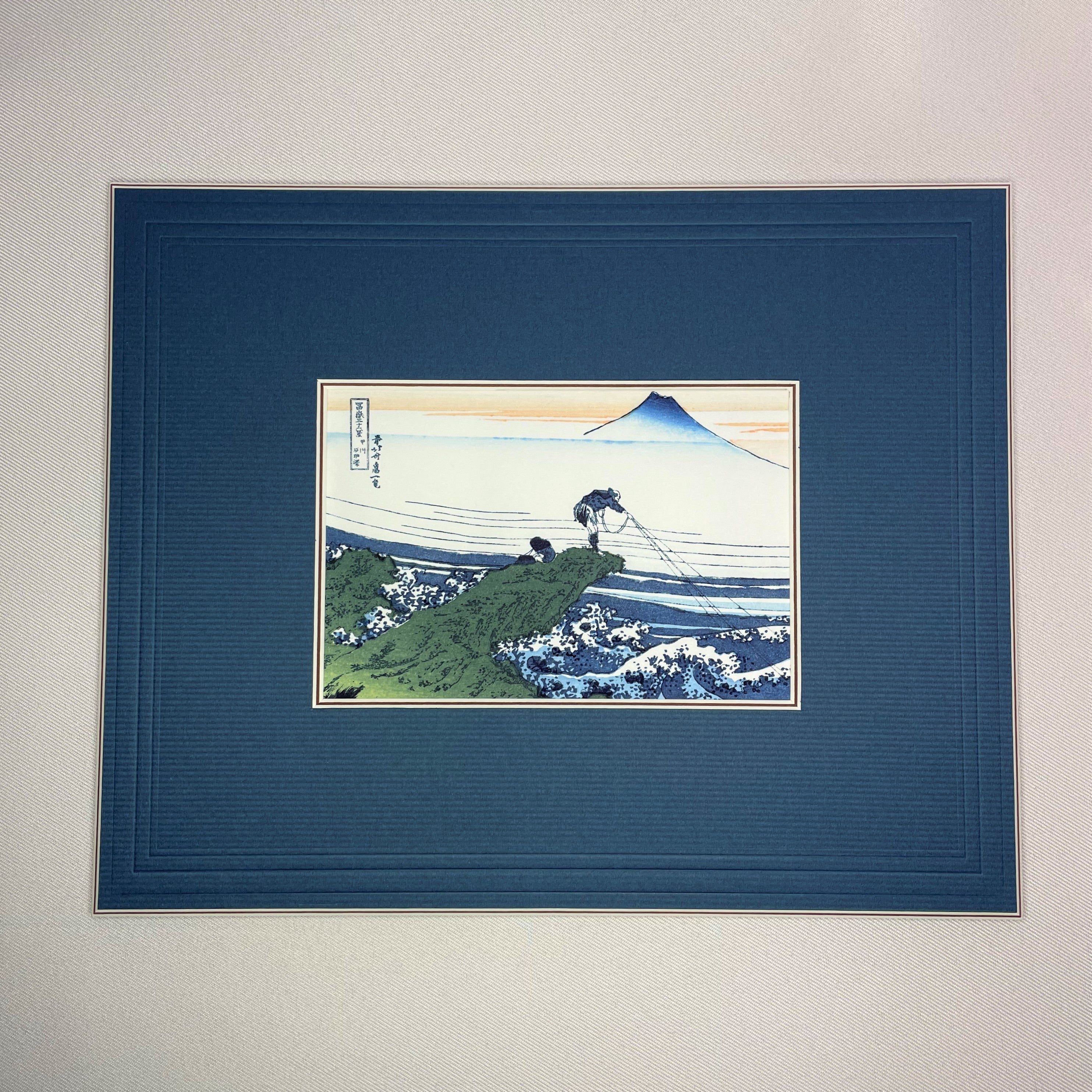 Small Framed Woodblock Print (The Fisherman at Kajikazawa)