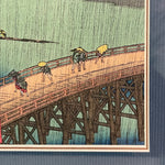 Load image into Gallery viewer, Small Wood Framed Woodblock Print (Bridge in the Shower )
