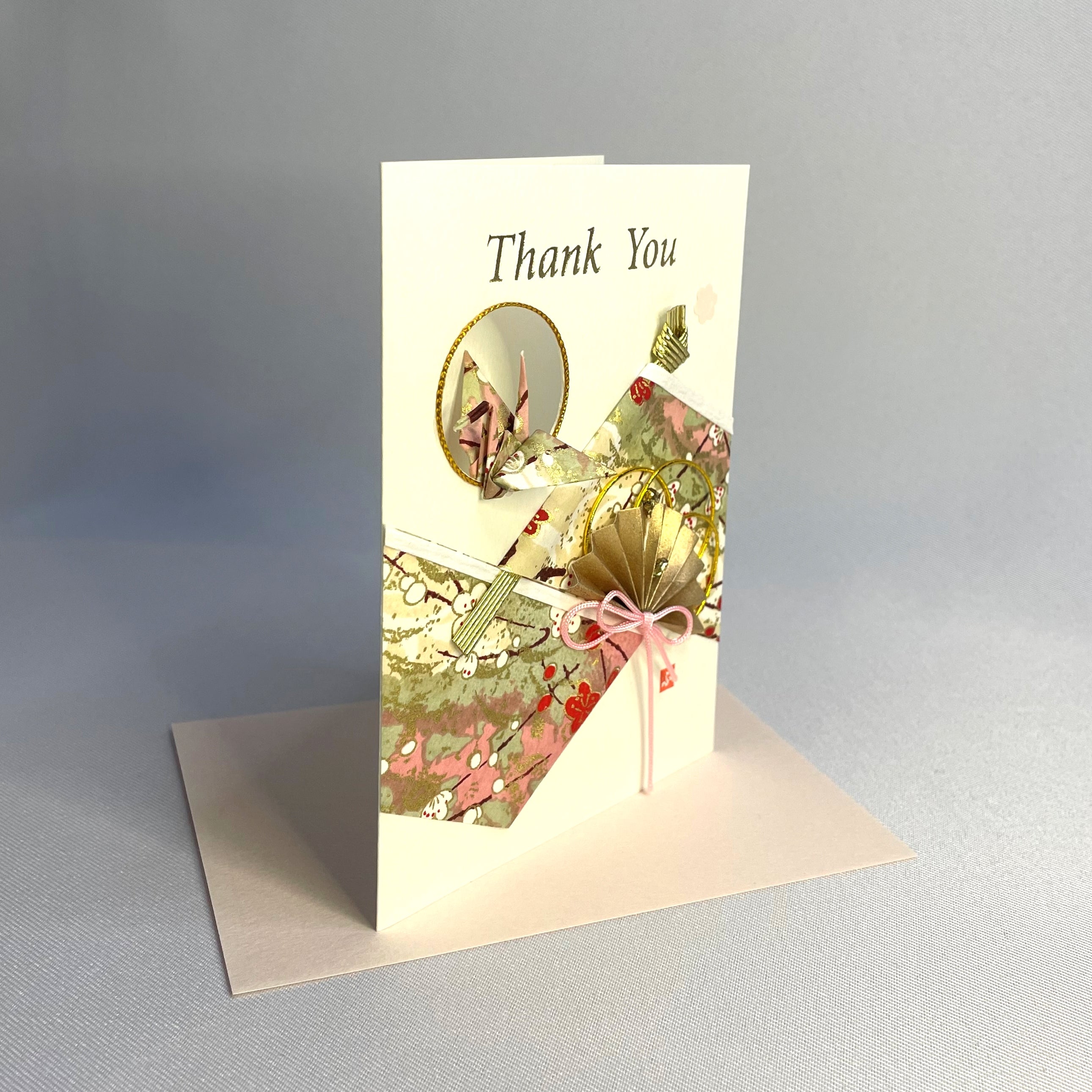 Handmade Greeting Card "Pink Crane (Thank you)"