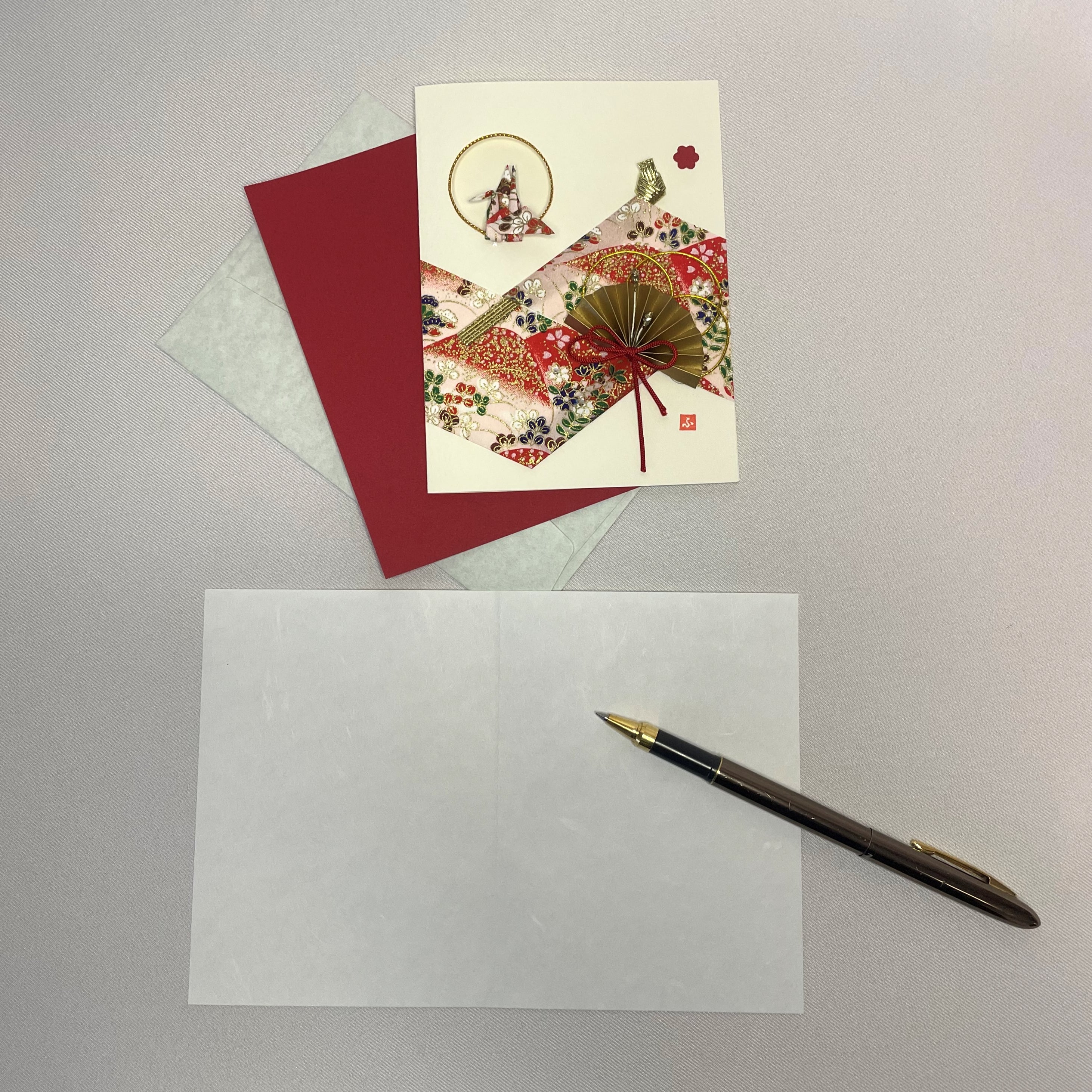 Handmade Greeting Card "Red Crane"