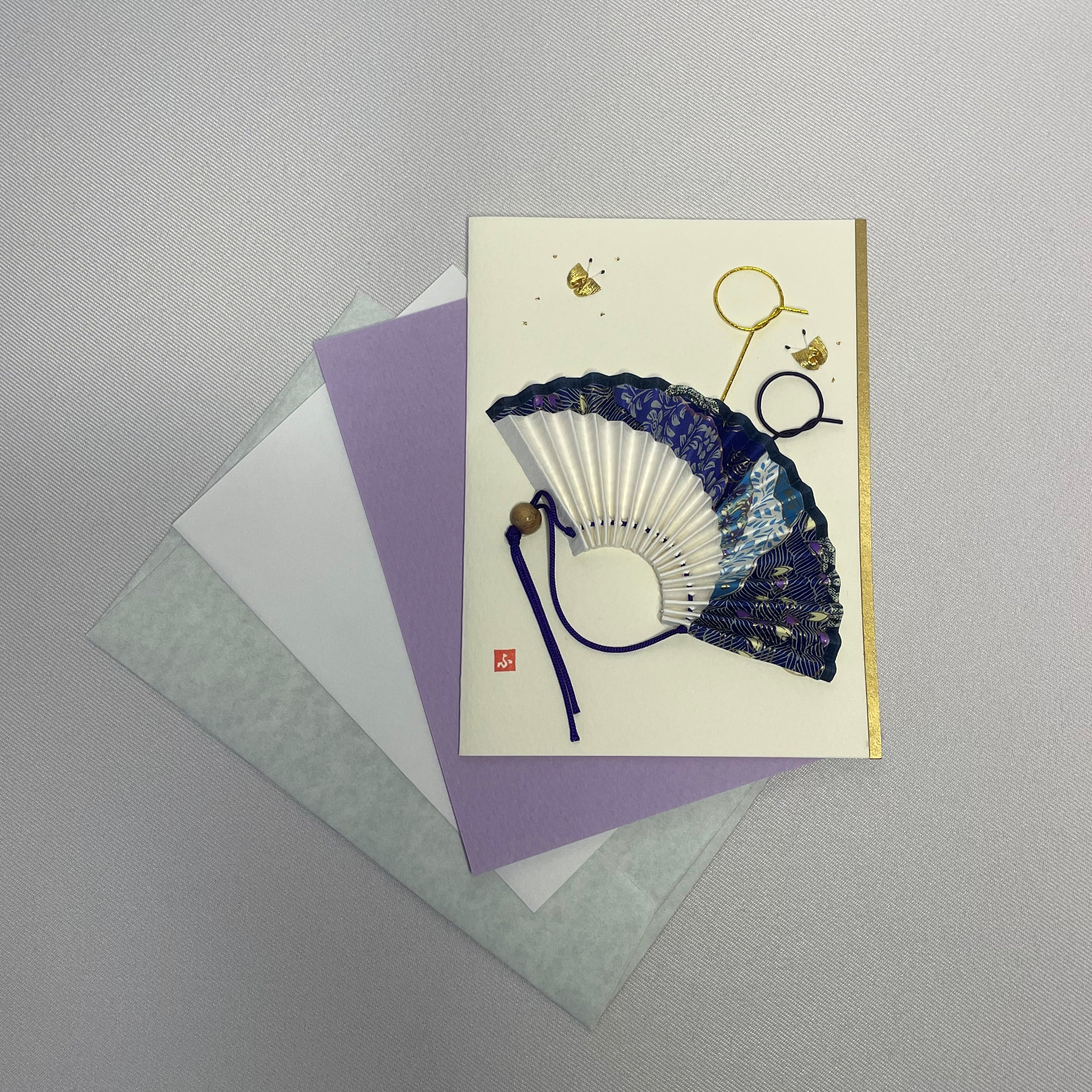 Handmade Greeting Card "Blue Fan"