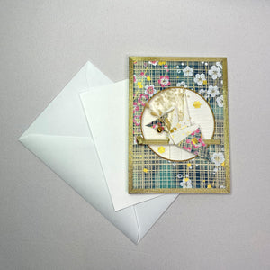 Handmade Greeting Card "Crane & Flower"