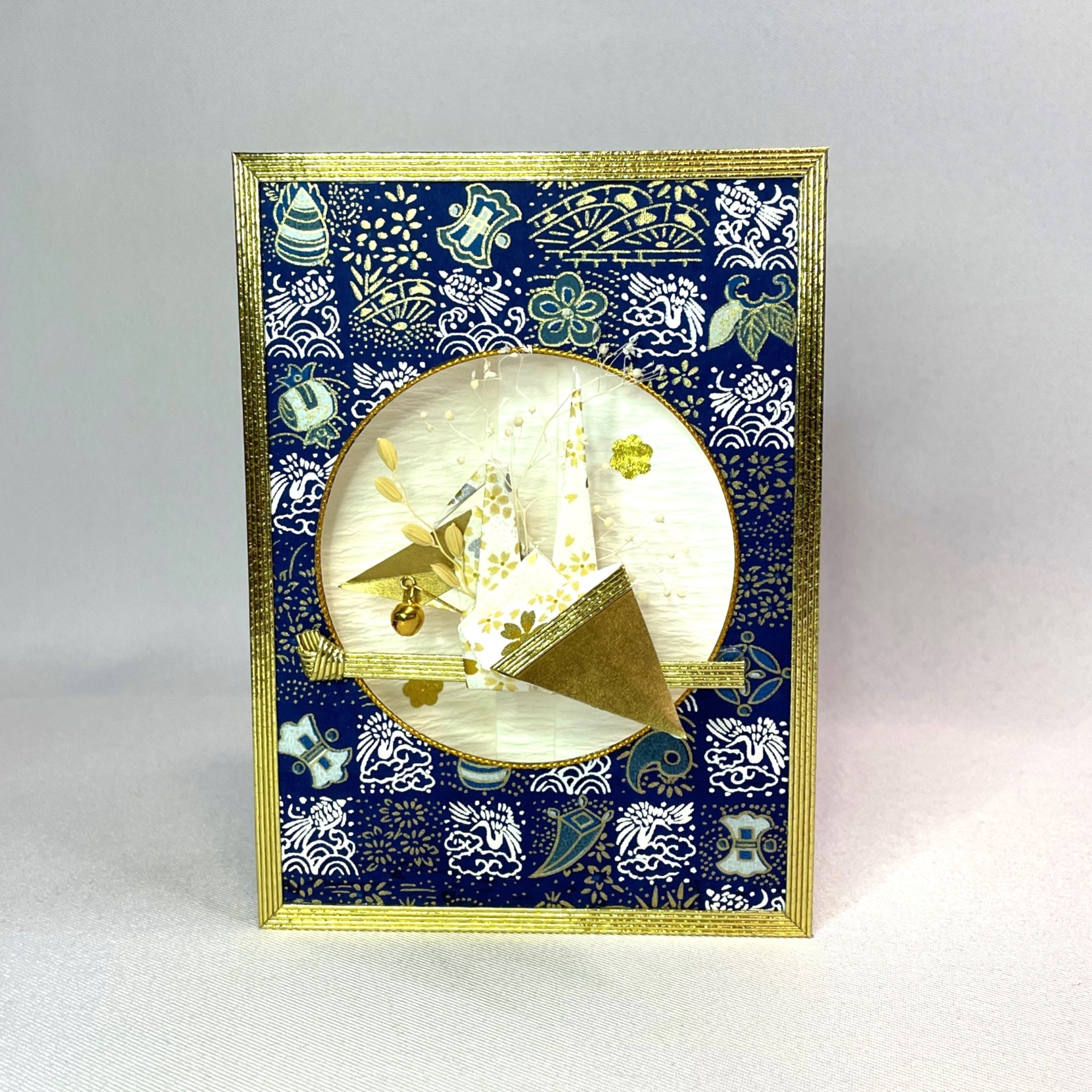 Handmade Greeting Card "Crane & Traditional Design"