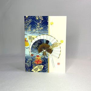 Handmade Greeting Card "Traditional Fan / Blue"