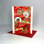 Load image into Gallery viewer, Handmade Greeting Card &quot;Crane &amp; Fan / Red&quot;
