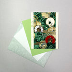 Load image into Gallery viewer, Handmade Greeting Card &quot;Crane &amp; Fan / Green&quot;
