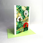 Load image into Gallery viewer, Handmade Greeting Card &quot;Crane &amp; Fan / Green&quot;
