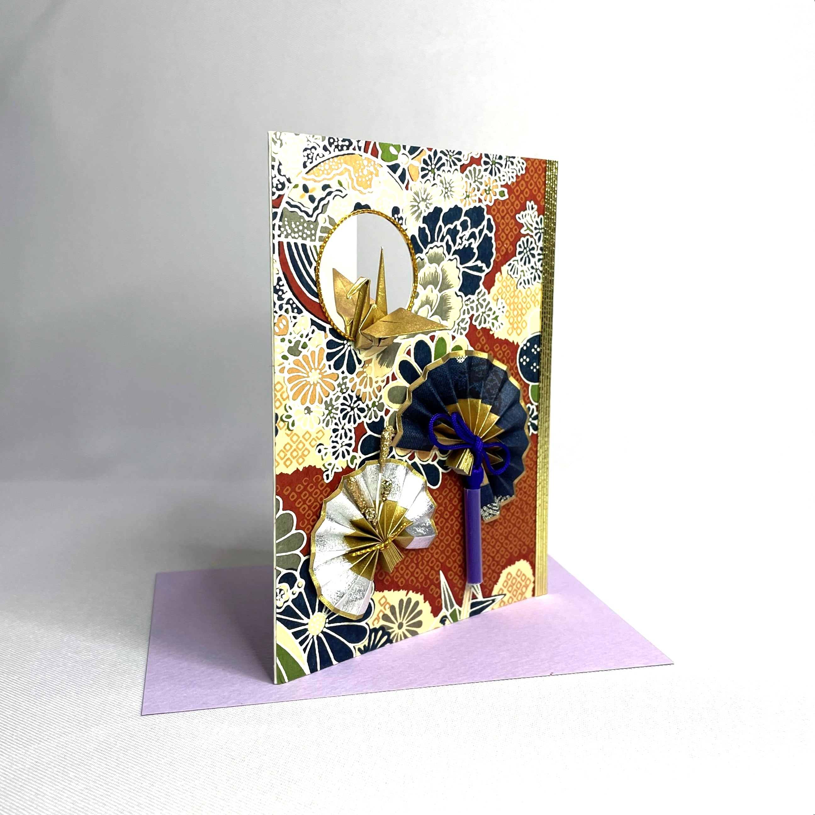 Handmade Greeting Card "Crane & Fan / Brawn"