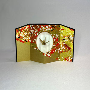 Handmade Greeting Card "Red Crane Folding Screen"