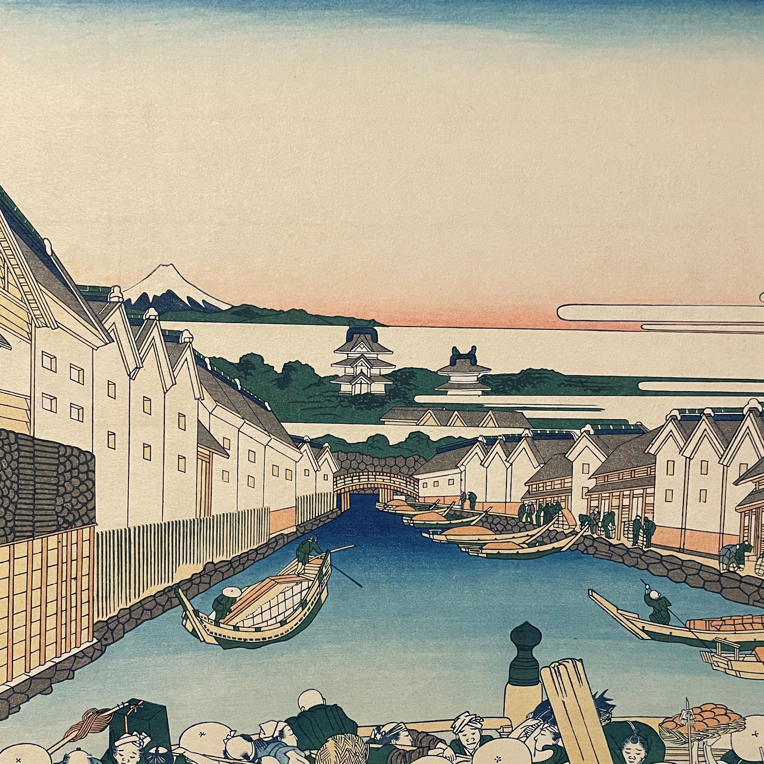Nihonbashi Bridge in Edo (Woodblock Print)