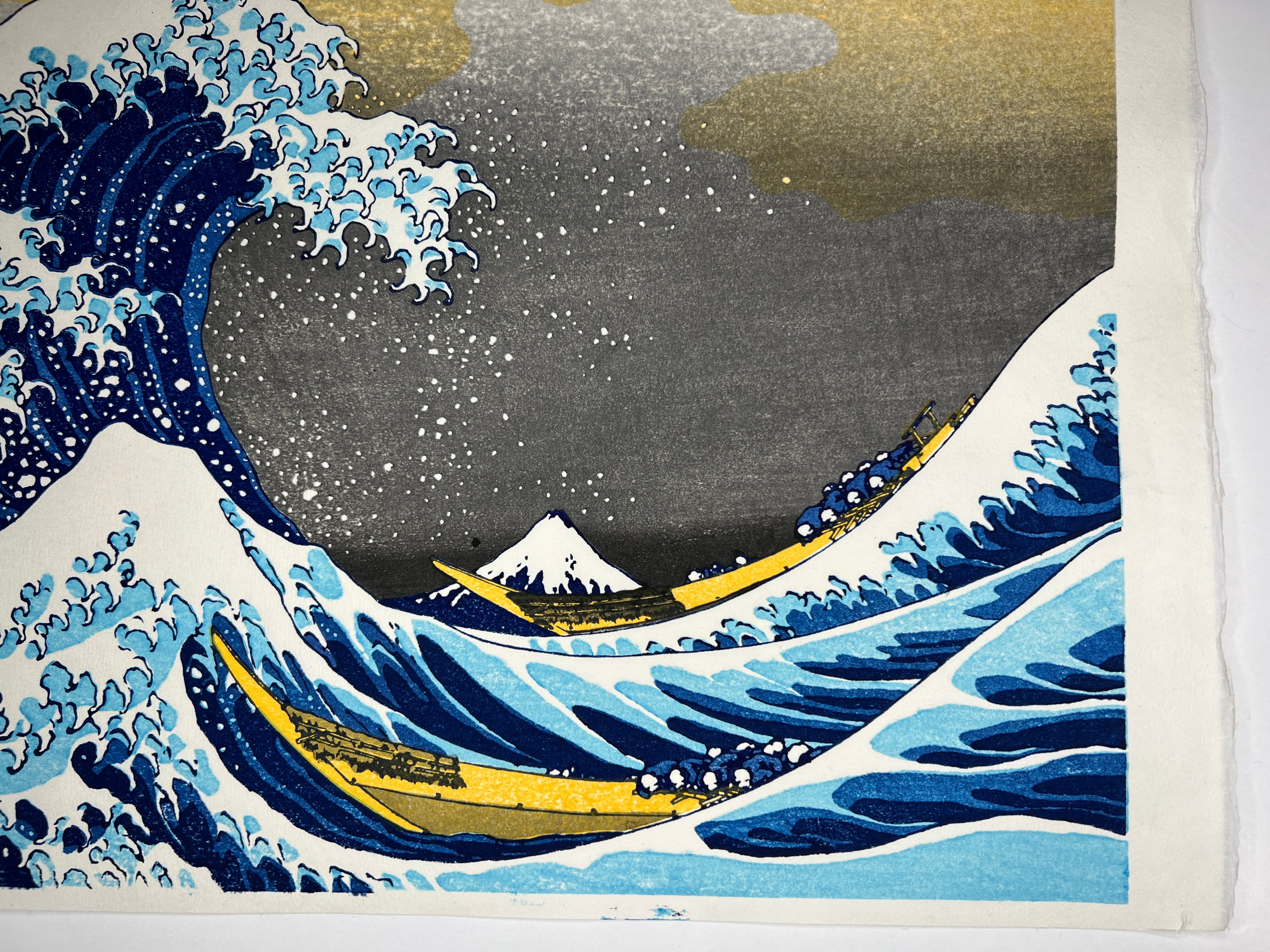 Special Sale ! The Great Wave off Kanagawa (Printed by  Matsuzaki)(dark yellow sky)