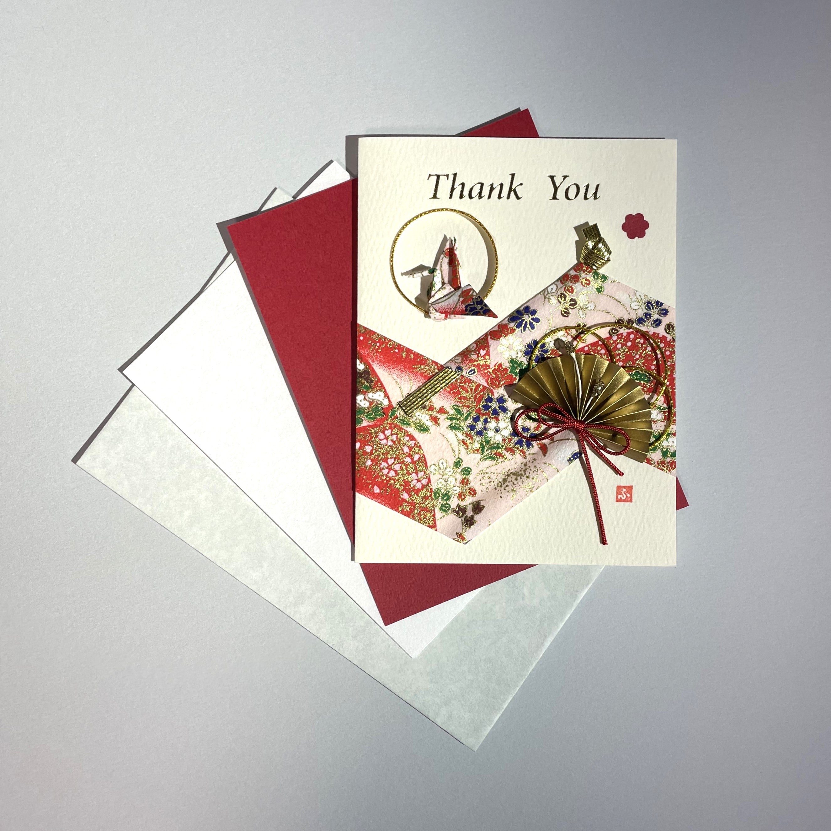 Handmade Greeting Card "Red Crane (Thank You)"