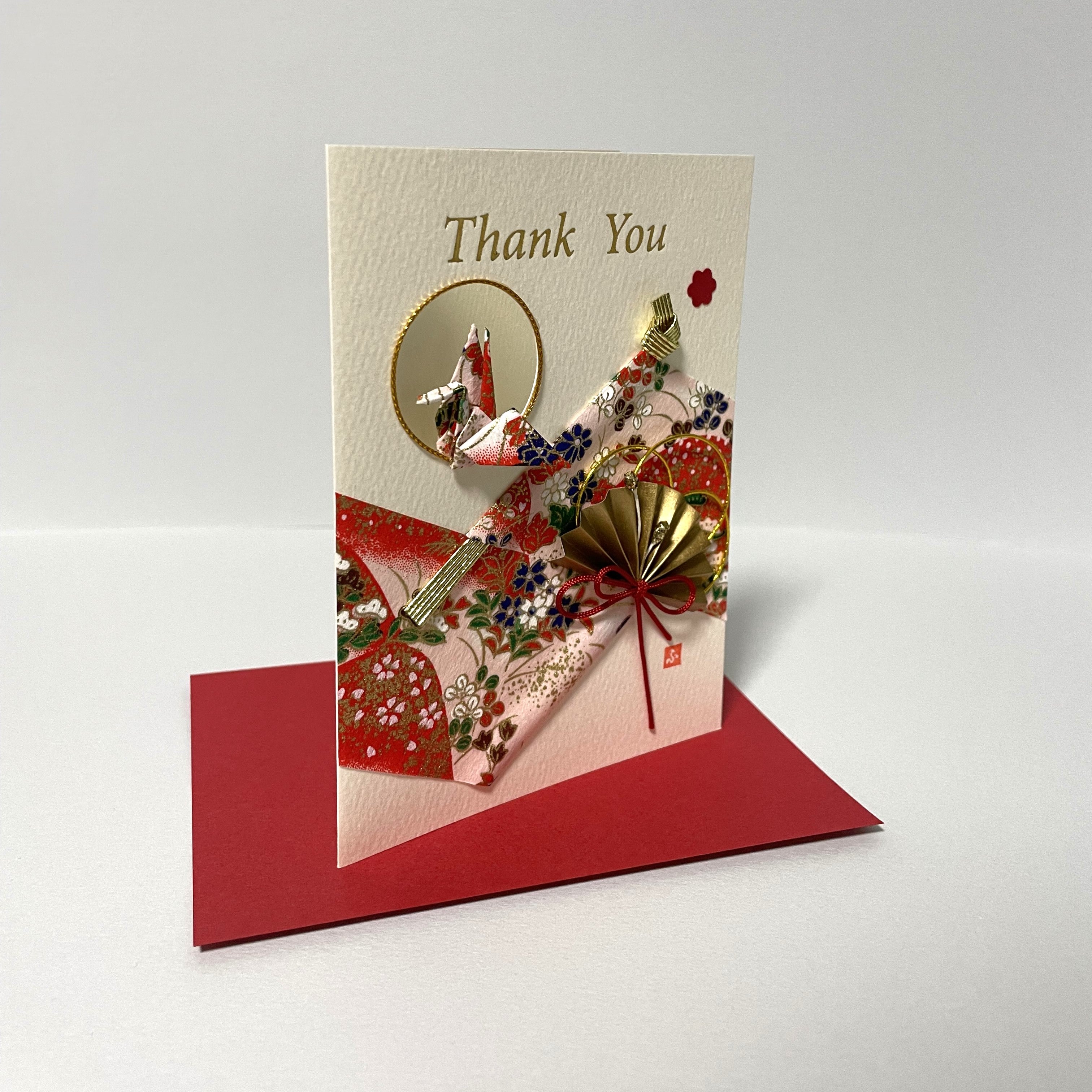 Handmade Greeting Card "Red Crane (Thank You)"